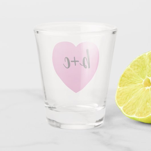 rosa Herzmonogramm Schnapsglas (Rückseite)