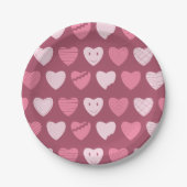 Rosa Herzmuster Himbeere Rote Teller (Vorderseite)