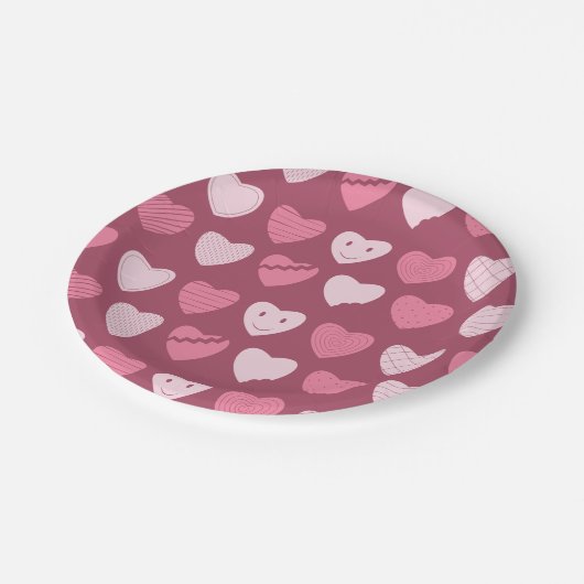 Rosa Herzmuster Himbeere Rote Teller (Schrägansicht)