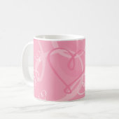 rosa Herzmuster Kaffeetasse (Vorderseite Links)