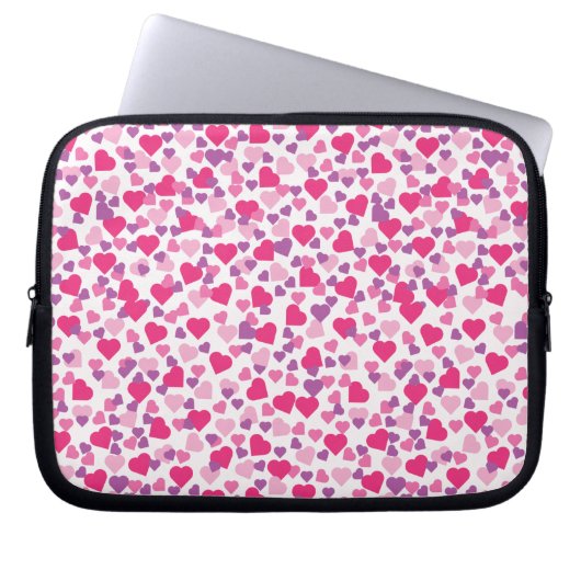 Rosa Herzmuster Laptopschutzhülle (Vorderseite)