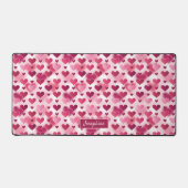 rosa Herzmuster mit Individuelle Name Schreibtischunterlage (Vorderseite)