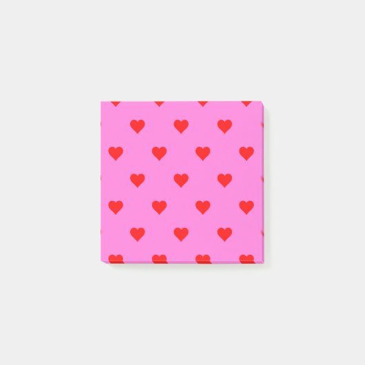 Rosa Herzmuster Retro Chic Post-it Klebezettel (Vorderseite)