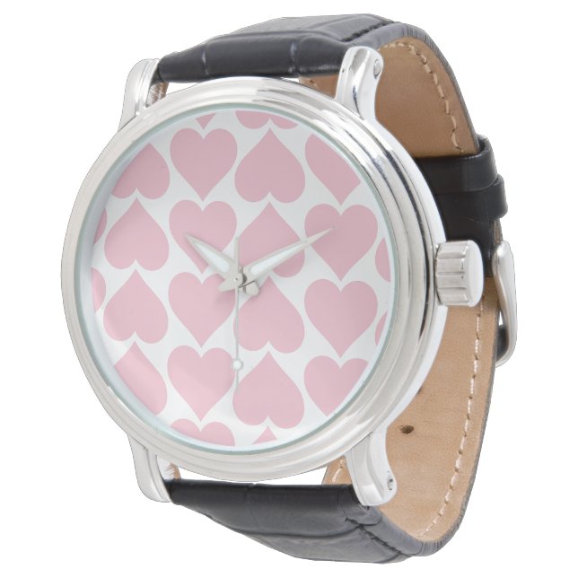 Rosa Herzmuster, Romantik, Liebe Armbanduhr (Schrägansicht)