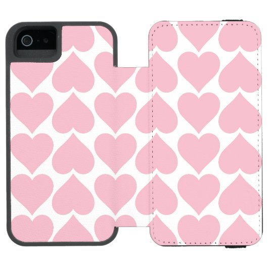 Rosa Herzmuster, Romantik, Liebe Incipio iPhone Geldbeutel-Hülle (Folio Geöffnet)