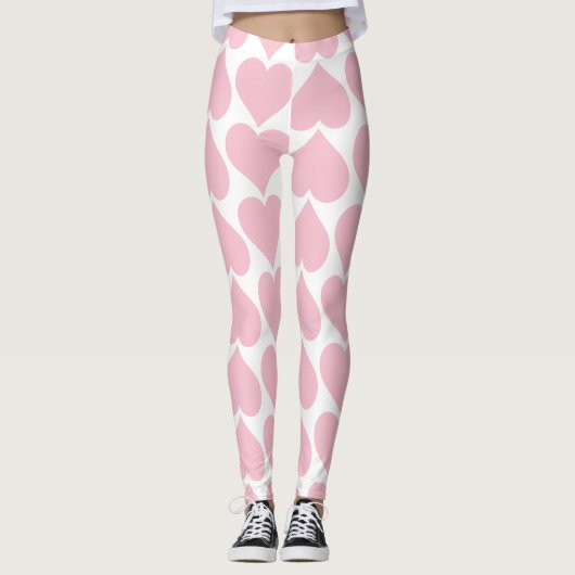 Rosa Herzmuster, Romantik, Liebe Leggings (Vorderseite)