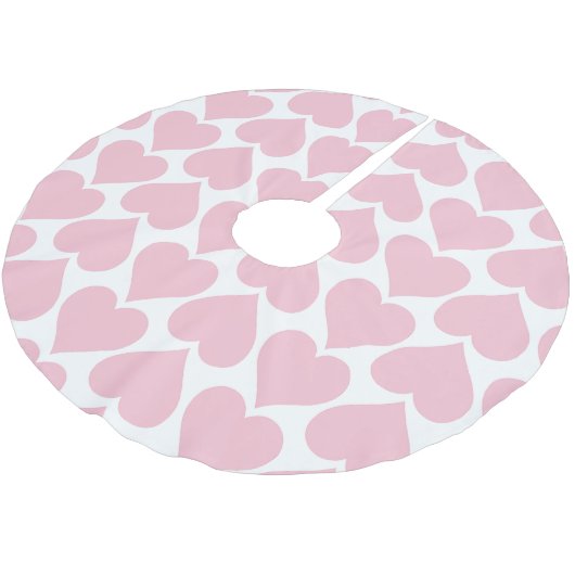 Rosa Herzmuster, Romantik, Liebe Polyester Weihnachtsbaumdecke (Schrägansicht)