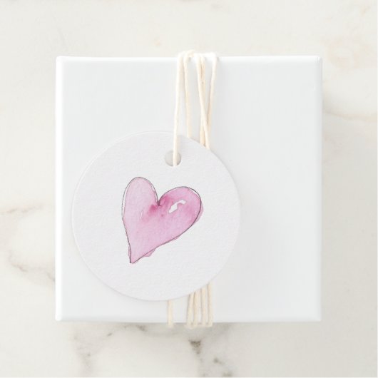 Rosa Herzmuster Wasserfarben Süße Liebe Zeitlos Geschenkanhänger (Beispiel)