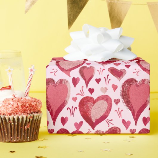 Rosa Herzmuster Zeichnend Valentinstag Geschenkpapier (Geburtstagsparty)