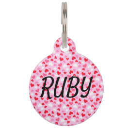 Rosa Herzname auf schwarzem, gutem Hund Haustiermarke