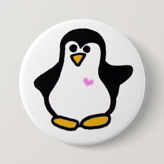 Rosa Herzpenguin-Button Button (Vorderseite)