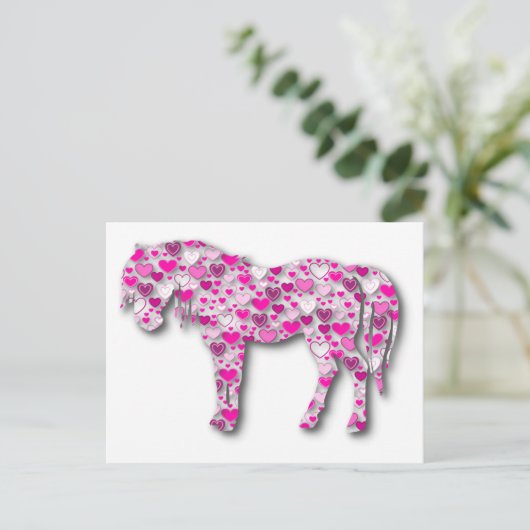 Rosa - Herzpferd Postkarte (Stehend Vorderseite)