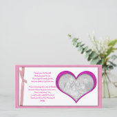 Rosa Herzrahmen danken Ihnen Foto-Karte vom Baby Dankeskarte (Stehend Vorderseite)
