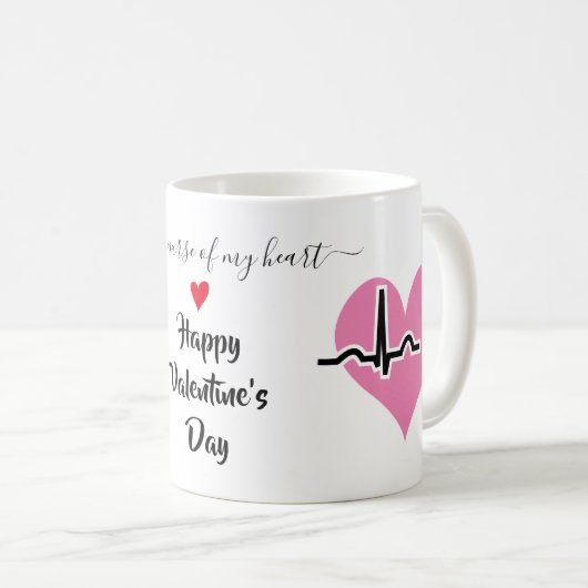 Rosa Herzschlag des Valentinstags Kaffeetasse (VorderseiteRechts)