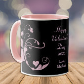 Rosa Herzschlag Glitzer Valentinstag Tasse