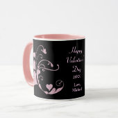 Rosa Herzschlag Glitzer Valentinstag Tasse (Vorderseite Links)