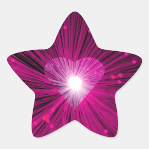 Rosa Herzstickerstar Stern-Aufkleber