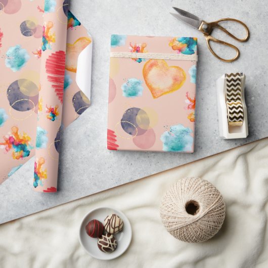 Rosa Herzstil Geschenkpapier (Kunsthandwerk)