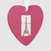 Rosa Herzstück Liebe Paris Eiffelturm Ornament (Vorderseite)