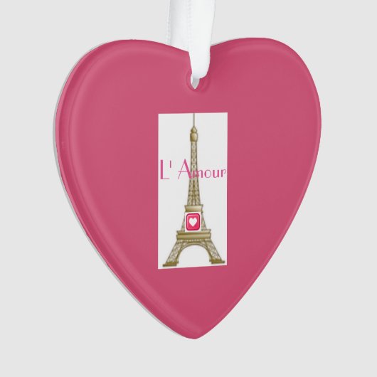 Rosa Herzstück Liebe Paris Eiffelturm Ornament (Vorderseite)