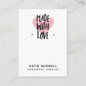 Rosa Herzstück mit Liebe-Ohrring-Anzeige Visitenkarte (Vorderseite)