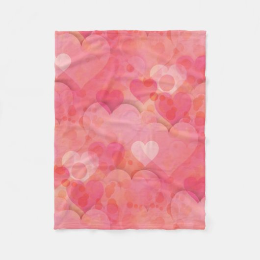 Rosa Herzträume Fleecedecke (Vorderseite)