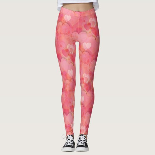 Rosa Herzträume Leggings (Vorderseite)