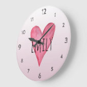 Rosa Herztypografie Girl Liebe & Name Kinderzimmer Große Wanduhr (Winkel)