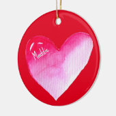 Rosa Herzvalentin Pop Kunst Keramik Ornament (Links)