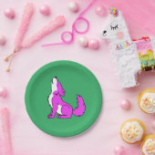 Rosa heulender Wolf-Welpe Pappteller (Party)