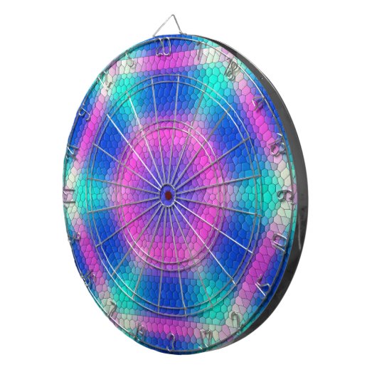 Rosa Hexagon Mosaik auf blauem Gradient Dartscheibe (Vorderseite rechts)