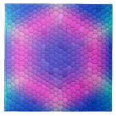 Rosa Hexagon Mosaik auf blauem Gradient Fliese (Vorderseite)