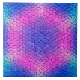 Rosa Hexagon Mosaik auf blauem Gradient Fliese