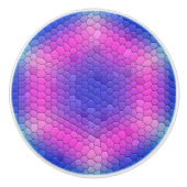 Rosa Hexagon Mosaik auf blauem Gradient Keramikknauf (Vorderseite)