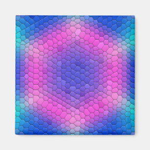 Rosa Hexagon Mosaik auf blauem Gradient Magnet