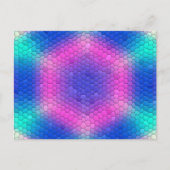 Rosa Hexagon Mosaik auf blauem Gradient Postkarte (Vorderseite)
