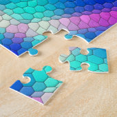 Rosa Hexagon Mosaik auf blauem Gradient Puzzle (Seite)