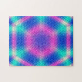 Rosa Hexagon Mosaik auf blauem Gradient Puzzle (Horizontal)