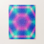 Rosa Hexagon Mosaik auf blauem Gradient Puzzle (Vertikal)