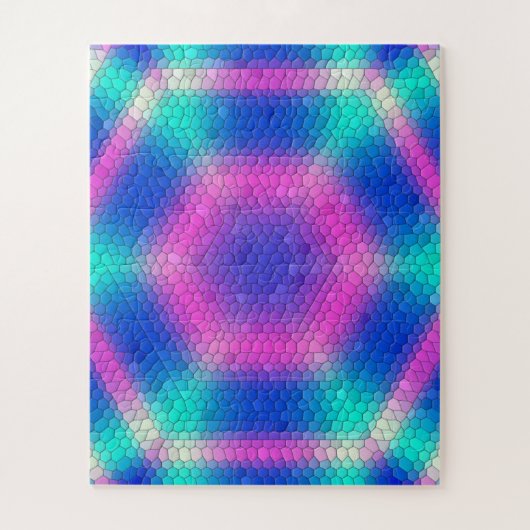 Rosa Hexagon Mosaik auf blauem Gradient Puzzle (Vertikal)