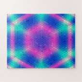 Rosa Hexagon Mosaik auf blauem Gradient Puzzle (Horizontal)