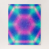 Rosa Hexagon Mosaik auf blauem Gradient Puzzle (Vertikal)