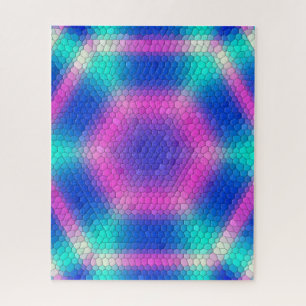 Rosa Hexagon Mosaik auf blauem Gradient Puzzle
