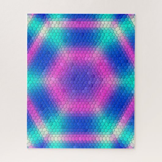Rosa Hexagon Mosaik auf blauem Gradient Puzzle (Vertikal)