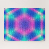 Rosa Hexagon Mosaik auf blauem Gradient Puzzle (Horizontal)