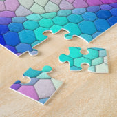 Rosa Hexagon Mosaik auf blauem Gradient Puzzle (Seite)