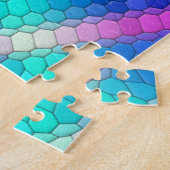 Rosa Hexagon Mosaik auf blauem Gradient Puzzle (Seite)
