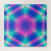 Rosa Hexagon Mosaik auf blauem Gradient Puzzle (Horizontal)