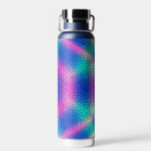 Rosa Hexagon Mosaik auf blauem Gradient Trinkflasche (Rückseite)