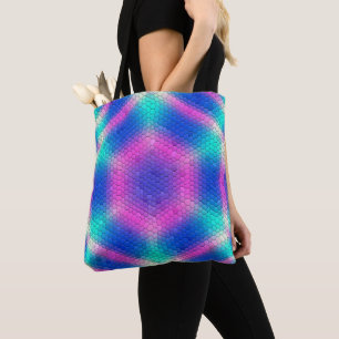 Rosa Hexagon-Mosaik auf blauem Hintergrund Tasche